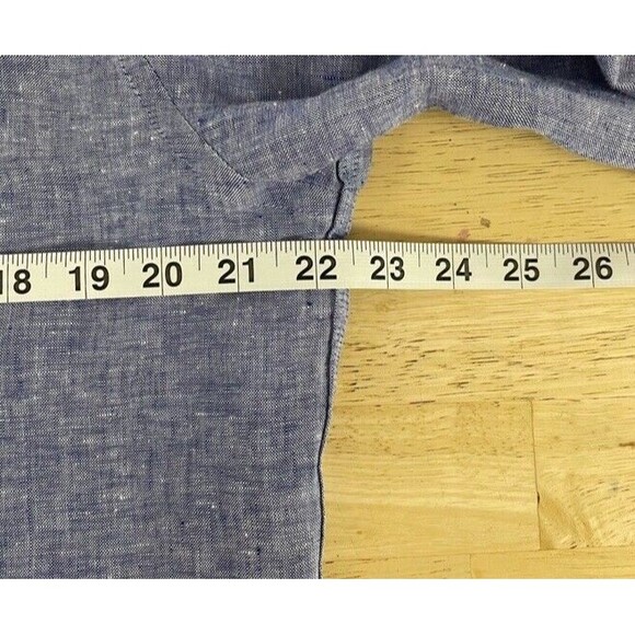 Untuck it Vin Santo Shirt Wrinkle-Resistant Slim Fit Linen Blue Relax Large EUC - Picture 8 of 9